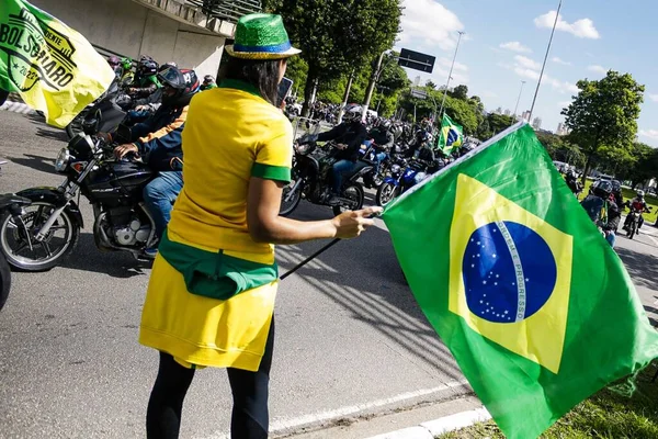 Brazil Elnök Részt Vesz Egy Nagypénteki Motorozáson Sao Paulóban 2022 — Stock Fotó