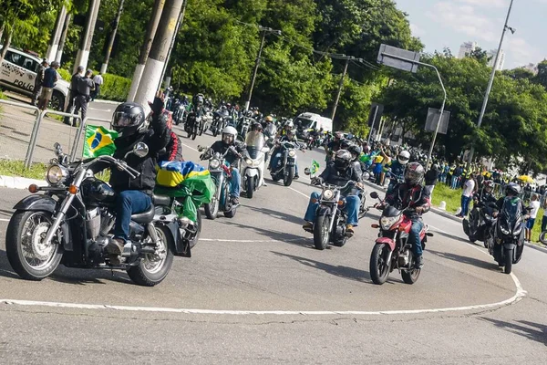 Président Brésilien Participe Une Course Motos Vendredi Saint Sao Paulo — Photo