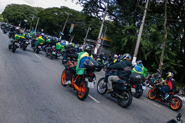 Prezydent Brazylii Bierze Udział Piątkowej Przejażdżce Motocyklem Sao Paulo Kwietnia — Zdjęcie stockowe