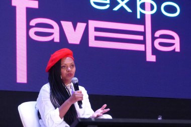 Sao Paulo 'da Favela 2022 Fuarı. 15 Nisan 2022, Sao Paulo, Brezilya: 15-17 Nisan tarihleri arasında, Expo Favela 'nın ilk baskısı gerçekleştirilir, sergi sahipleri varoşlardan girişimciler ve girişimcilerdir.