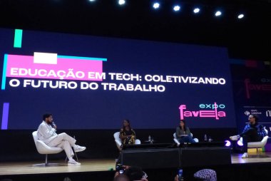 Sao Paulo 'da Favela 2022 Fuarı. 15 Nisan 2022, Sao Paulo, Brezilya: 15-17 Nisan tarihleri arasında, Expo Favela 'nın ilk baskısı gerçekleştirilir, sergi sahipleri varoşlardan girişimciler ve girişimcilerdir.