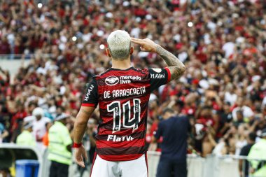 Brezilya Futbol Şampiyonası: Flamengo Sao Paulo 'ya karşı. 17 Nisan 2022, Rio de Janeiro, Brezilya: Brezilya 'daki Maracana Stadyumu' nda düzenlenen Brezilya Futbol Şampiyonası 'nın ikinci turu için geçerli olan Flamengo ve Sao Paulo arasındaki futbol maçı