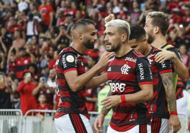 Brezilya Futbol Şampiyonası: Flamengo Sao Paulo 'ya karşı. 17 Nisan 2022, Rio de Janeiro, Brezilya: Brezilya 'daki Maracana Stadyumu' nda düzenlenen Brezilya Futbol Şampiyonası 'nın ikinci turu için geçerli olan Flamengo ve Sao Paulo arasındaki futbol maçı