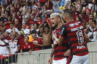 Brezilya Futbol Şampiyonası: Flamengo Sao Paulo 'ya karşı. 17 Nisan 2022, Rio de Janeiro, Brezilya: Brezilya 'daki Maracana Stadyumu' nda düzenlenen Brezilya Futbol Şampiyonası 'nın ikinci turu için geçerli olan Flamengo ve Sao Paulo arasındaki futbol maçı