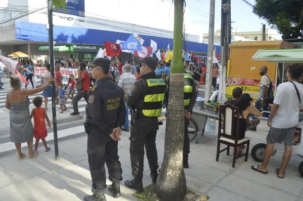 Manifestantes Protestan Pidiendo 100 Flota Autobuses Natal Abril 2022 Natal — Foto de Stock