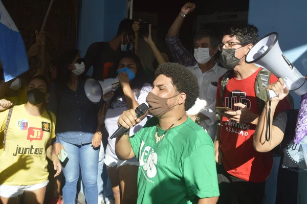 Demonstratoren Protesteren Tegen Het Verzoek 100 Van Busvloot Natal April — Stockfoto