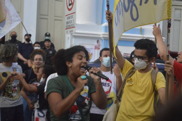 Manifestantes Protestam Pedindo 100 Frota Ônibus Natal Abril 2022 Natal — Fotografia de Stock