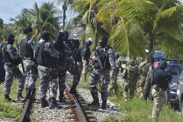 Polizeieinsatz Nimmt Verdächtigen Des Drogenhandels Der Mosquito Gemeinde Natal Fest — Stockfoto