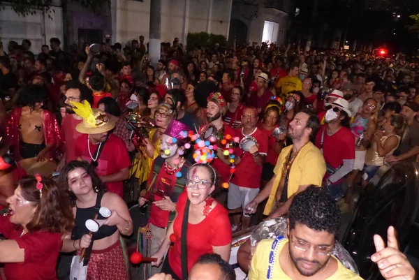 Carnaval Rue Sao Paulo Les Fêtards Amusent Pendant Passage Bloco — Photo