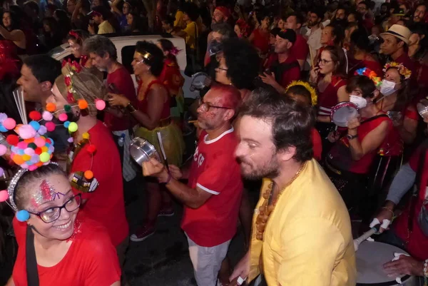 Carnaval Callejero Sao Paulo Los Juerguistas Divierten Durante Paso Del — Foto de Stock