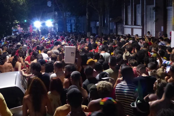 Street Carnival Sao Paulo Revelers Szórakozni Áthaladása Során Bloco Fua — Stock Fotó