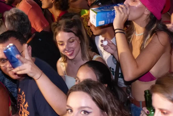 Carnaval Callejero Sao Paulo Los Juerguistas Divierten Durante Paso Del — Foto de Stock