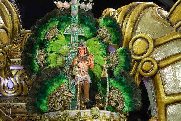 Grupo Especial Carnaval São Paulo Desfile Escola Samba Mancha Verde — Fotografia de Stock