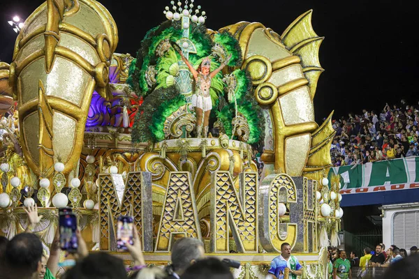 Sao Paulo Karneval Speciální Skupina Přehlídka Školy Mancha Verde Samba — Stock fotografie