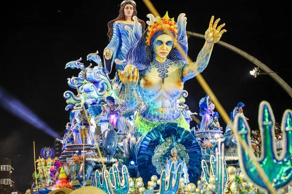 Grupo Especial Carnaval São Paulo Desfile Escola Samba Mancha Verde — Fotografia de Stock