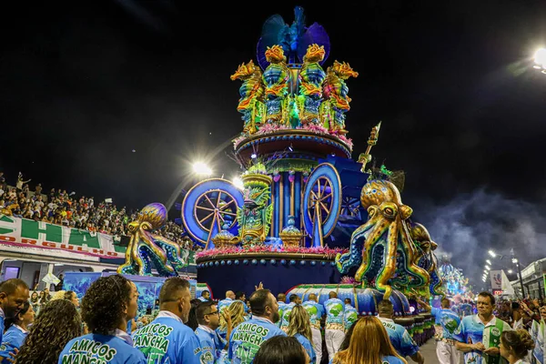 Grupo Especial Carnaval São Paulo Desfile Escola Samba Mancha Verde — Fotografia de Stock