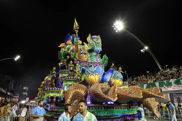 Sao Paulo Carnival Special Group Parade Mancha Verde Samba School — стоковое фото