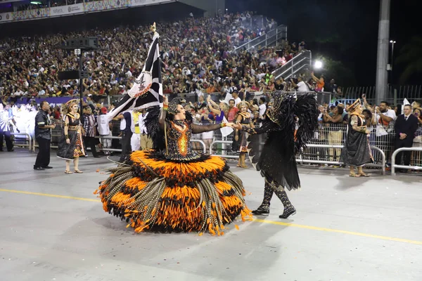 Sao Paulo Carnival Special Group Parade Gavioes Fiel Samba School — стоковое фото