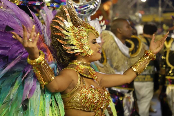 Sao Paulo Karnaval Özel Grubu Vai Vai Samba Okulu Geçidi — Stok fotoğraf