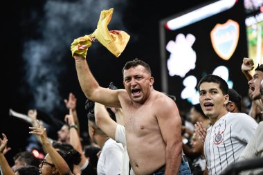 Libertadores Futbol Kupası - Grup Sahnesi: Korintliler Boca Juniors 'a karşı. 26 Nisan 2022, Sao Paulo, Brezilya: Arjantinli Korinliler ve Boca Juniors arasındaki futbol maçı Libertadores Futbol Kupası 'nın üçüncü turu için geçerli.