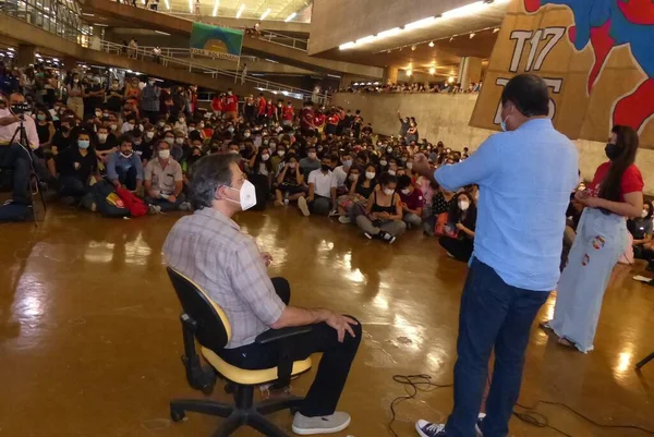 Int Pre Candidate Government Sao Paulo Fernando Haddad Meeting Students — Foto Stock