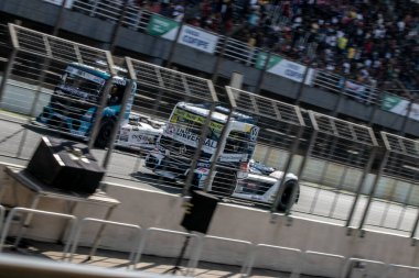 Motorsport: Kamyon Kupası 2022 'nin üçüncüsü. 01 Nisan 2022, Sao Paulo, Brezilya: Truck Cup 2022 'nin üçüncü etabı sırasında yarışçılar Sao Paulo' da, 1 Pazar günü Interlagos Pisti 'nde. Beto Monteiro, Felipe Giaffone, Roberval Andrade gibi sürücüler