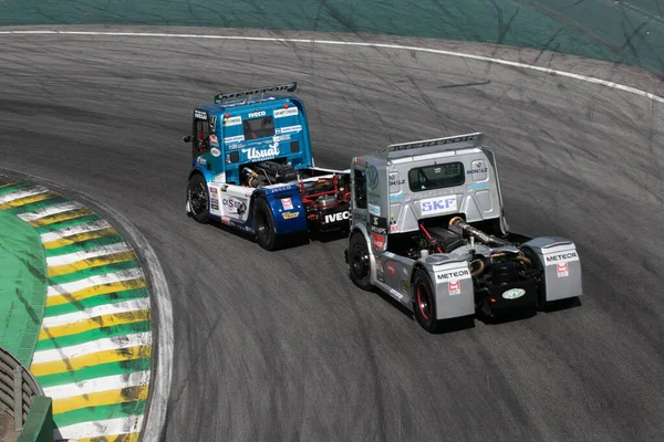 モータースポーツ トラックカップ2022の第3版 2022年4月1日 ブラジル サンパウロ サンパウロのインターラゴス サーキットで開催されたトラック カップ2022第3ステージのレース中のドライバー モンテイロ フェリペ — ストック写真