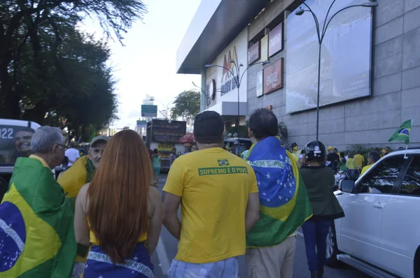 Int Apoiantes Presidente Brasileiro Jair Bolsonaro Durante Protesto Dia Trabalho — Fotografia de Stock