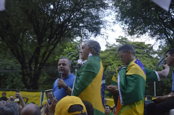 Int Zastánci Brazilského Prezidenta Jaira Bolsonara Během Protestu Den Práce — Stock fotografie