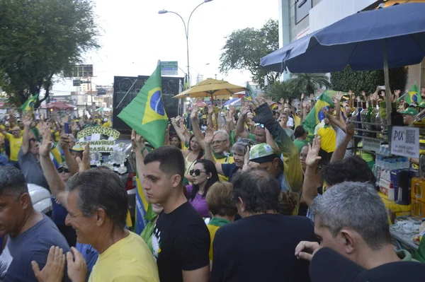 Unterstützer Des Brasilianischen Präsidenten Jair Bolsonaro Während Einer Protestaktion Tag — Stockfoto