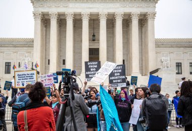 (NEW) Protest in front of US Supreme Court over Roe V. Wade. May 3, 2022, Washington DC, Maryland, USA: Outside of the United States Supreme Court in Washington DC, protestors have gathered to voice their response to the leaked ruling