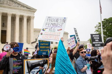 (NEW) Protest in front of US Supreme Court over Roe V. Wade. May 3, 2022, Washington DC, Maryland, USA: Outside of the United States Supreme Court in Washington DC, protestors have gathered to voice their response to the leaked ruling