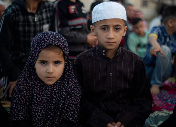 Palestinian Muslims Perform Eid Fitr Prayers May 2022 Gaza Palestine —  Fotos de Stock