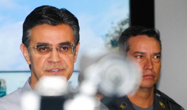 Sao Paulo Eyaletleri 'nde hırsızlık ve soygunlarda artış var. 4 Mayıs 2022, Sao Paulo, Brezilya: Sao Paulo Valisi Rodrigo Garcia (PSDB) Sao Paulo Belediye Başkanının huzurunda bir toplantıya katıldı.
