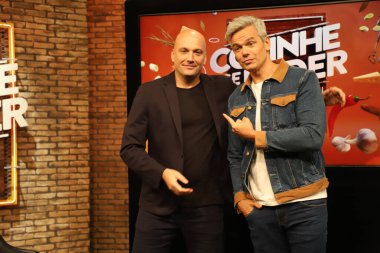 Conzinhe Se Puder yemek programı basın toplantısı. 5 Mayıs 2022, Sao Paulo, Brezilya: Otaviano Costa, Conzinhe Se Puder programı üzerine bir basın toplantısı düzenledi.