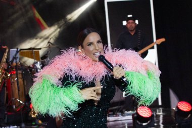 Rio Rock 'ta Ivete Sangalo. 6 Mayıs 2022, Rio de Janeiro, Brezilya: Eylül 'de Rio 2022' de gerçekleşecek Rock konulu bir basın toplantısı sonrasında Brezilyalı şarkıcı Ivete Sangalo ile birlikte gösteri. Sangalo Dünya Sahnesi 'nde sahne alacak. 
