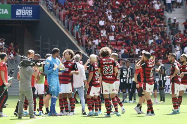 Brezilya futbol ligi: Flamengo Botafogo 'ya karşı. 08 Mayıs 2022, Brasilia, Brezilya: Brezilya 'da bulunan Mano Garrincha Stadyumu' ndaki Brezilya Futbol Ligi için Flamengo ve Botafogo arasında oynanan futbol maçı. Botafogo 1x0 kazandı.. 