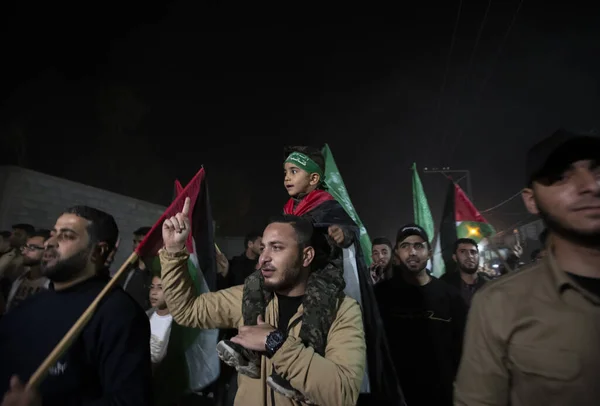Сторонники Исламистского Движения Хамас Время Демонстрации Перед Домом Лидера Фракции — стоковое фото