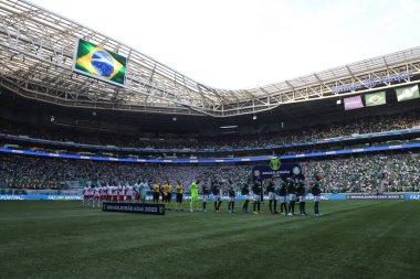 Brezilya Futbol Şampiyonası: Palmeiras, Red Bull Bragantino 'ya karşı. 14 Mayıs 2022, Sao Paulo, Brezilya: Palmeiras ve Red Bull Bragantino arasında oynanan futbol maçı, Allianz Parque Stadyumu 'nda düzenlenen 7.