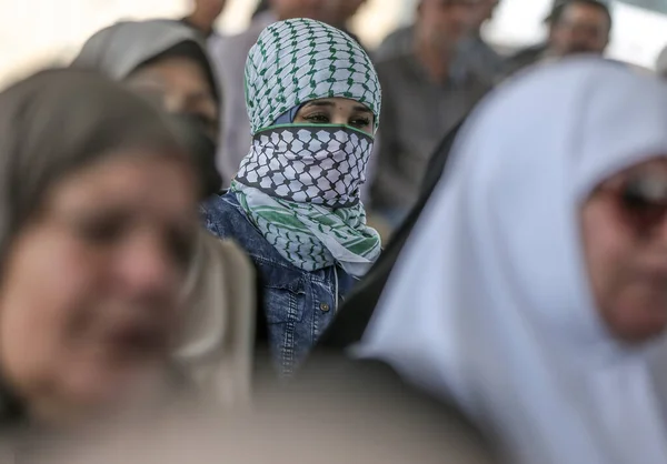 Palestinians Wave Flags March 74Th Anniversary Nakba May 2022 Gaza —  Fotos de Stock