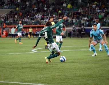 Libertadores Futbol Kupası - Grup Sahnesi: Palmeras Emelec 'e karşı. 18 Mayıs 2022, Sao Paulo, Brezilya: Libertadores Futbol Kupası 'nın 5. turu için Palmeiras ve Emelec arasında oynanan futbol maçı Allianz Parque Stadyumu' nda yapıldı.