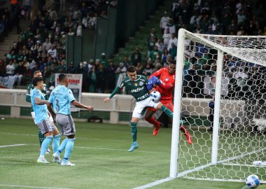 Libertadores Futbol Kupası - Grup Sahnesi: Palmeras Emelec 'e karşı. 18 Mayıs 2022, Sao Paulo, Brezilya: Libertadores Futbol Kupası 'nın 5. turu için Palmeiras ve Emelec arasında oynanan futbol maçı Allianz Parque Stadyumu' nda yapıldı.