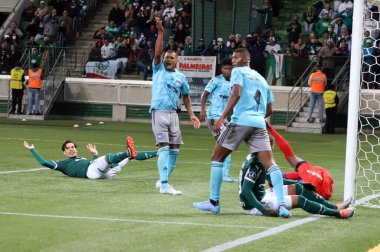 Libertadores Futbol Kupası - Grup Sahnesi: Palmeras Emelec 'e karşı. 18 Mayıs 2022, Sao Paulo, Brezilya: Libertadores Futbol Kupası 'nın 5. turu için Palmeiras ve Emelec arasında oynanan futbol maçı Allianz Parque Stadyumu' nda yapıldı.