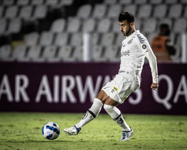 Sudamericana Futbol Kupası - Grup Sahnesi: Santos, Union La Calera 'ya karşı. 18 Mayıs 2022, Santos, Sao Paulo, Brezilya: Santos ve Union La Calera (Şili) arasındaki futbol maçı, Sudamericana Futbol Kupası C Grubu 'nun beşinci turu için geçerlidir.