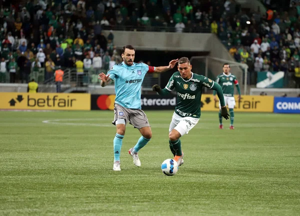 Libertadores Futbol Kupası - Grup Sahnesi: Palmeras Emelec 'e karşı. 18 Mayıs 2022, Sao Paulo, Brezilya: Libertadores Futbol Kupası 'nın 5. turu için Palmeiras ve Emelec arasında oynanan futbol maçı Allianz Parque Stadyumu' nda yapıldı.