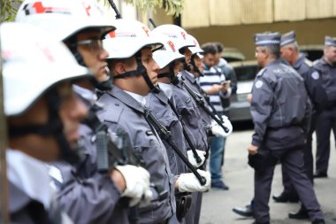 Delivery of 490 Submachine Guns to Sao Paulo Military Police by the states Governor. May 19, 2022, Sao Paulo, Brazil: The governor of Sao Paulo, Rodrigo Garcia, delivers 490 submachine guns to the Military Police of Sao Paulo 