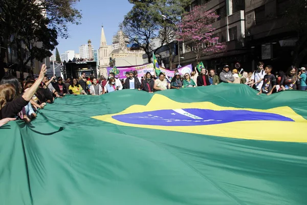 Brazil Elnök Jair Bolsonaro Részt Vesz Jézus Március Curitibában 2022 — Stock Fotó