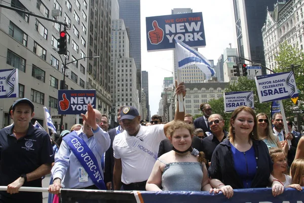 Мэр Нью Йорка Эрик Адамс Гости Израильского Парада 2022 Года — стоковое фото
