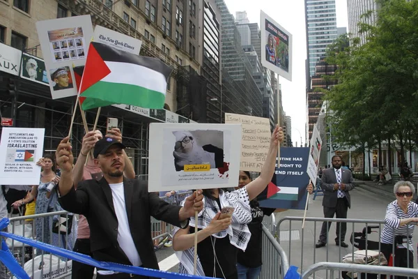 Palestinos Protestan Contra Israelíes Desfile Israel 2022 Mayo 2022 Nueva —  Fotos de Stock