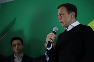 Joao Doria Brezilyalı Başkanlık Adaylığını Bırakıyor. 23 Mayıs 2022, Sao Paulo, Brezilya: PSDB 'nin Brezilya başkanlığı için ön adayı Joao Doria, Brezilya başkanlığına adaylıktan çekilme konulu bir basın toplantısı düzenledi.